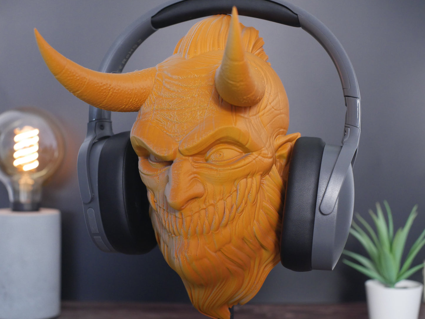 Soporte para audífonos de Krampus, decoración gaming original, accesorio para geeks, figura decorativa para estudio, soporte de auriculares Krampus.