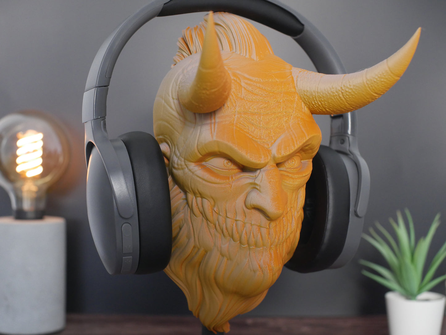 Soporte para audífonos de Krampus, decoración gaming original, accesorio para geeks, figura decorativa para estudio, soporte de auriculares Krampus.
