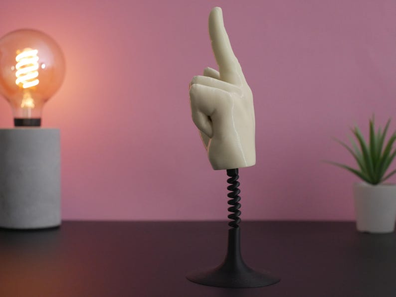Figura de dedo medio: divertido gesto con la mano, decoración de pájaro, perfecto como regalo divertido para oficinas y espacios modernos.