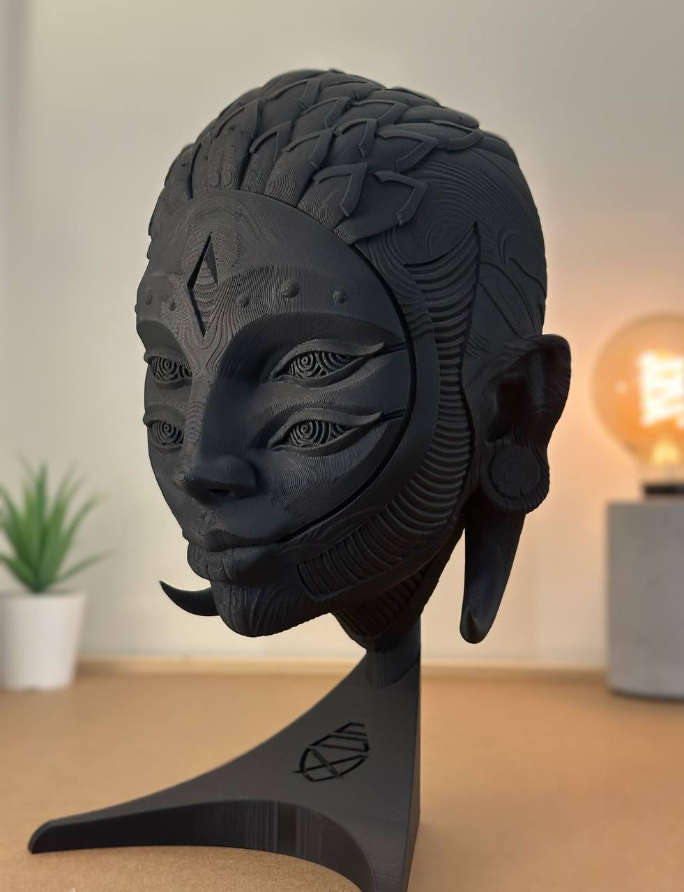 Harlequin Black Headphone Stand - Artistic Elegance and Unique Style