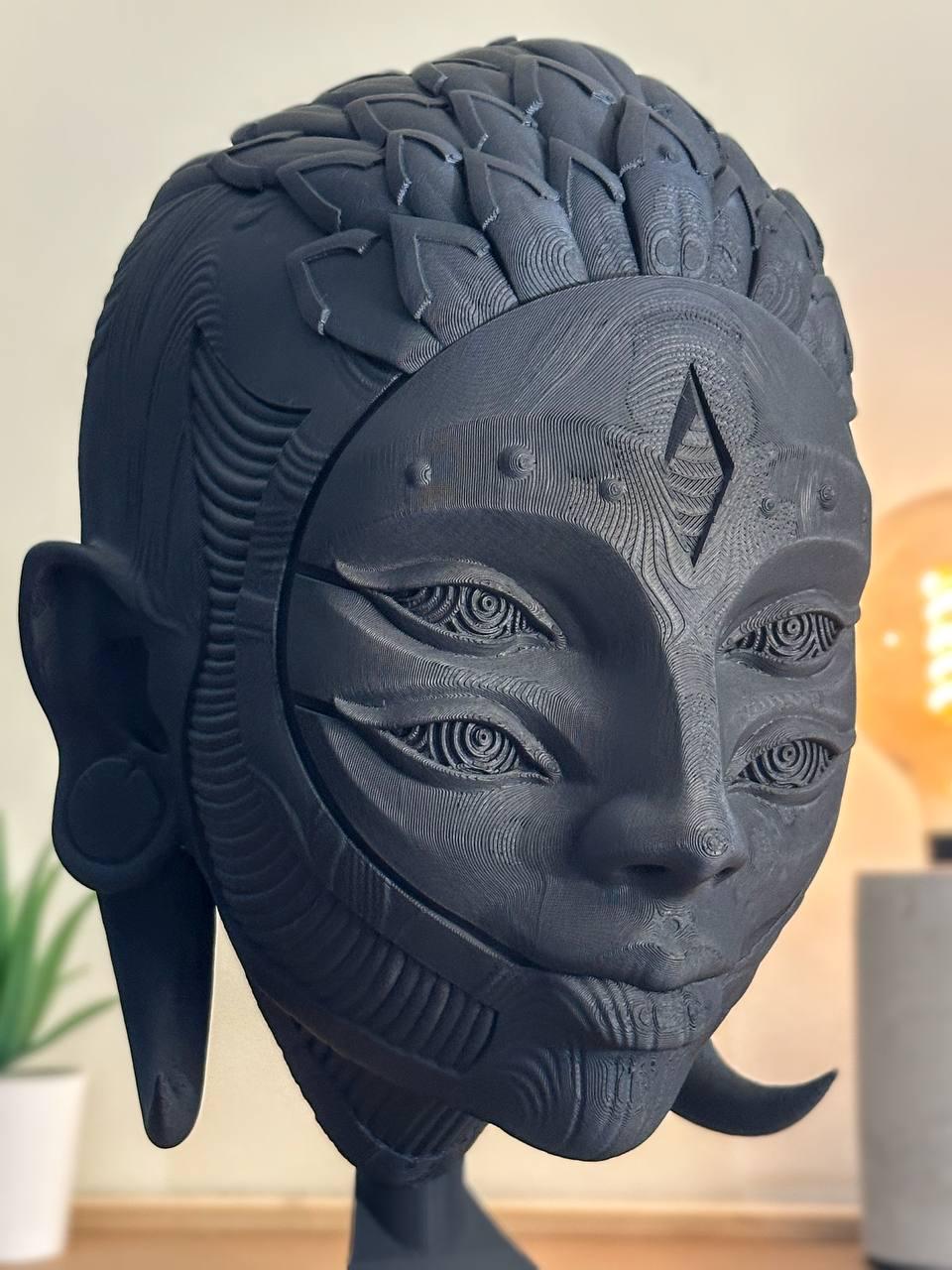 Harlequin Black Headphone Stand - Artistic Elegance and Unique Style