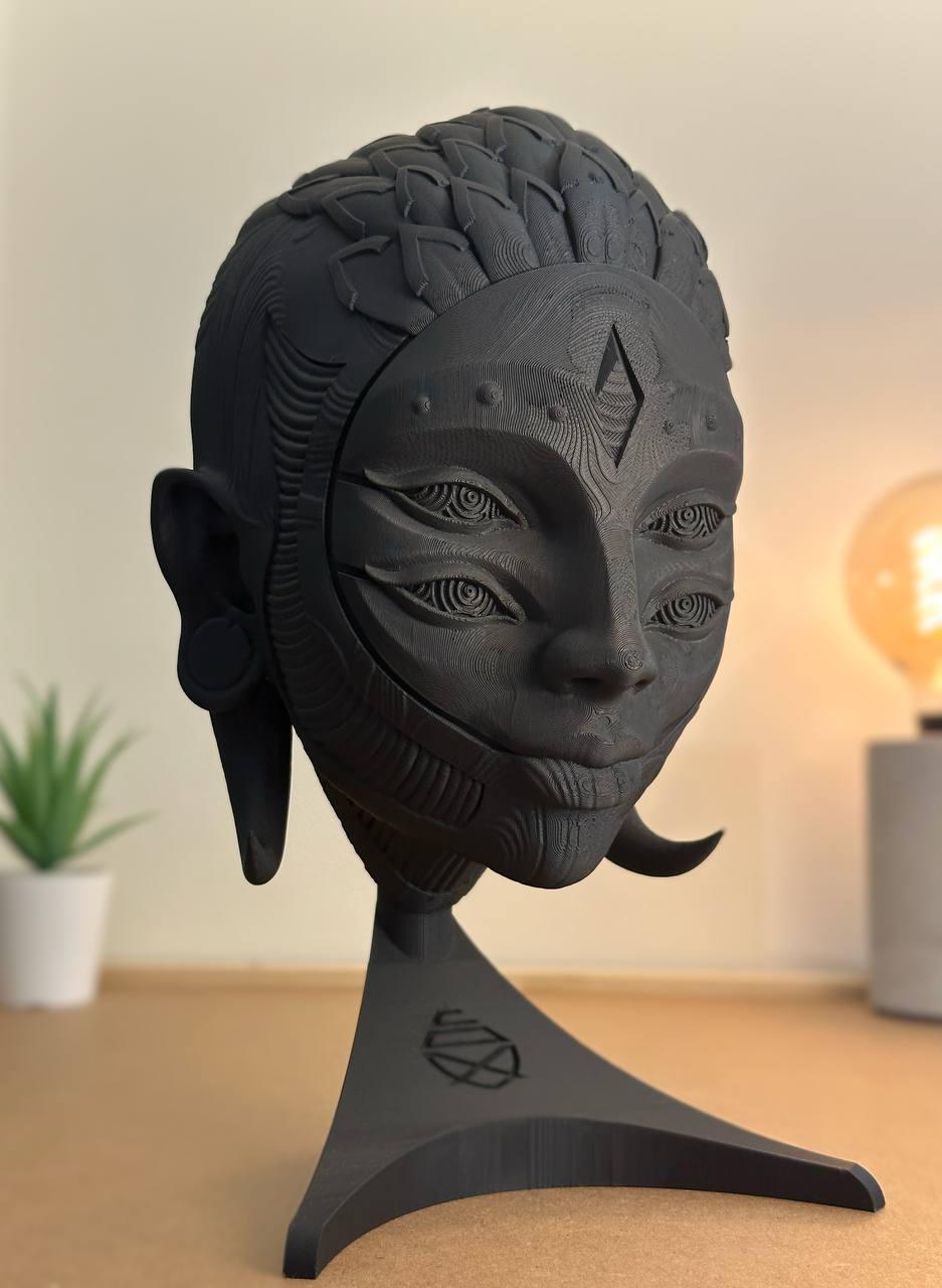 Harlequin Black Headphone Stand - Artistic Elegance and Unique Style