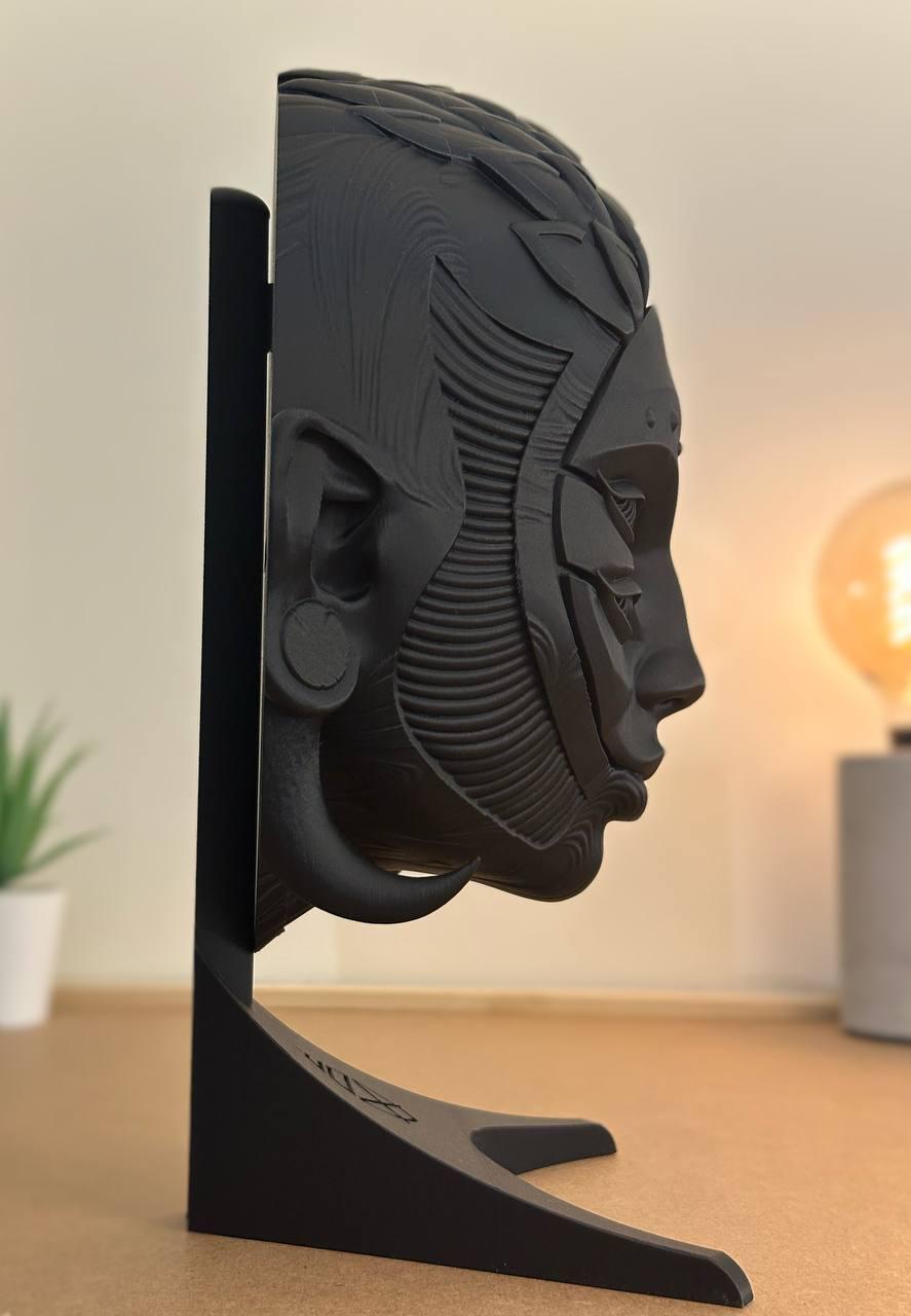 Harlequin Black Headphone Stand - Artistic Elegance and Unique Style