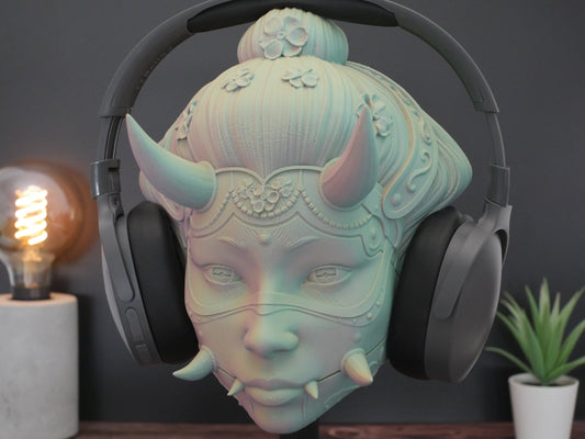 Soporte para auriculares Hannya Girl - Organizador de oficina y estudio