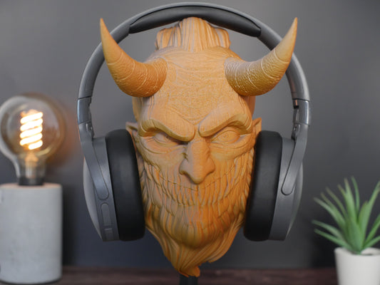Soporte para audífonos de Krampus, decoración gaming original, accesorio para geeks, figura decorativa para estudio, soporte de auriculares Krampus.