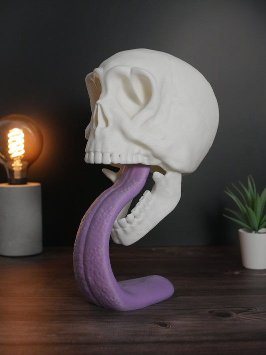 Soporte para Auriculares con Forma de Calavera con Diseño de Calavera Enamorada y Lengua Grande