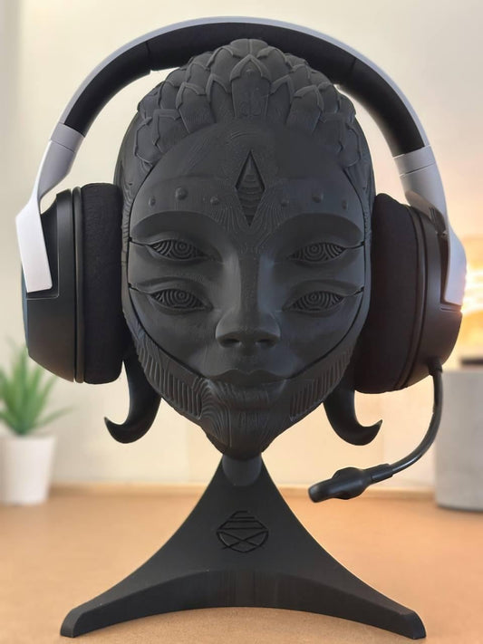 Soporte para Auriculares Harlequin Negro - Elegancia Artística y Estilo Único