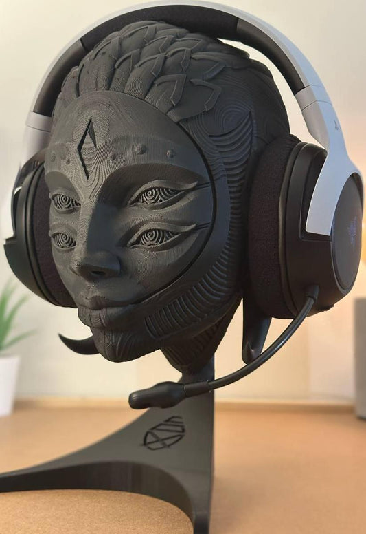Soporte para Auriculares Harlequin Negro - Elegancia Artística y Estilo Único